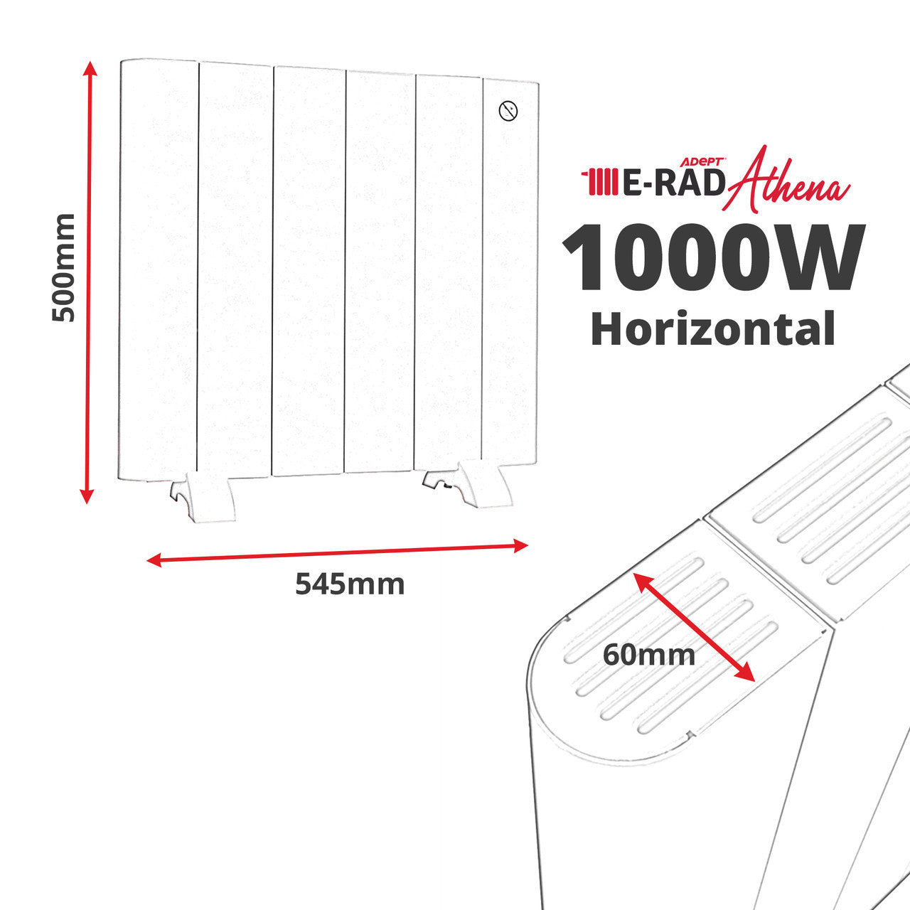 Athena Electric Aluminium Radiator (Anthracite/Horizontal) - 1000W
