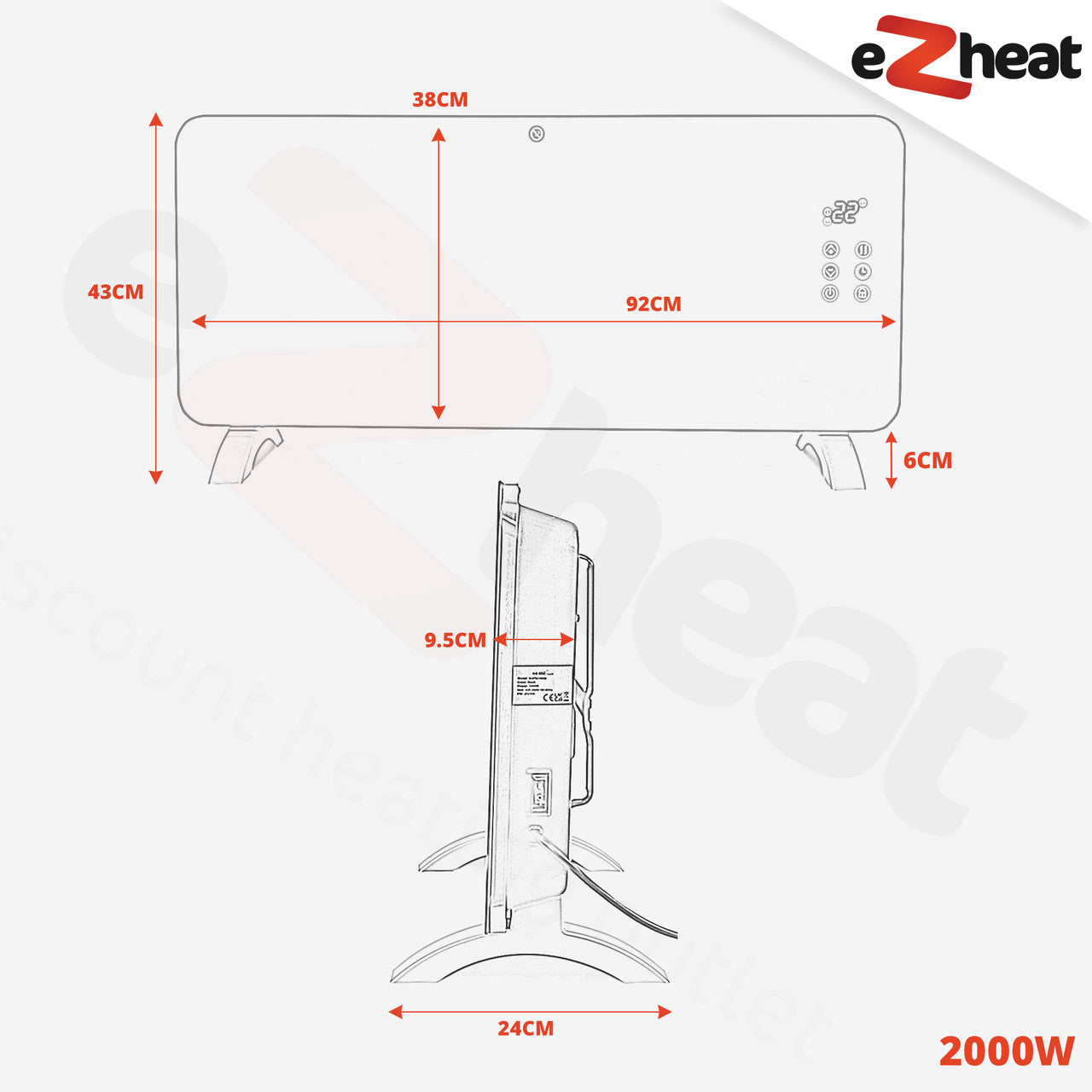 2000W Smart Wi-Fi Glass Panel Radiator