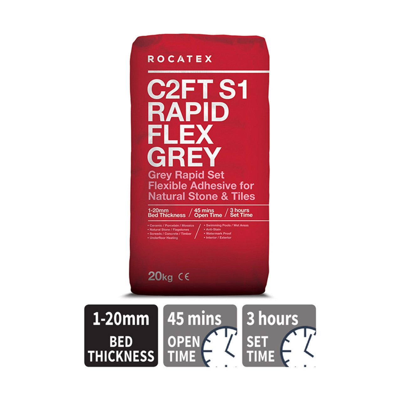 ROCATEX C2FT S1 RAPID FLEX GREY ADHESIVE - 20KG