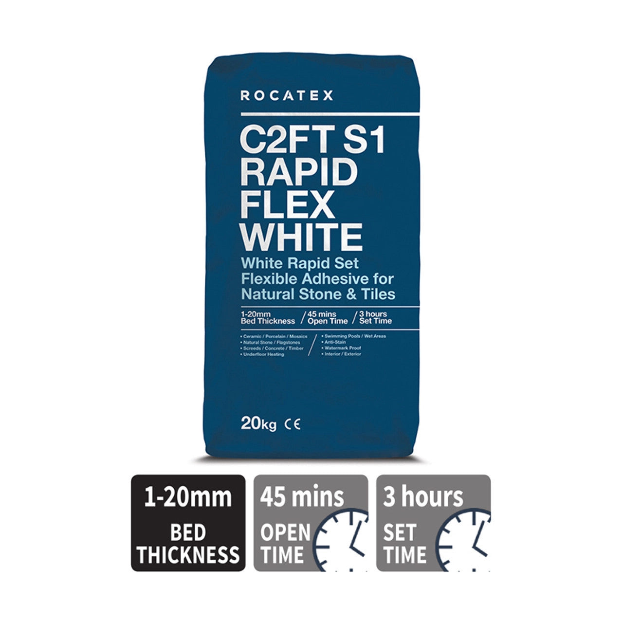 ROCATEX C2FT S1 RAPID FLEX WHITE ADHESIVE - 20KG