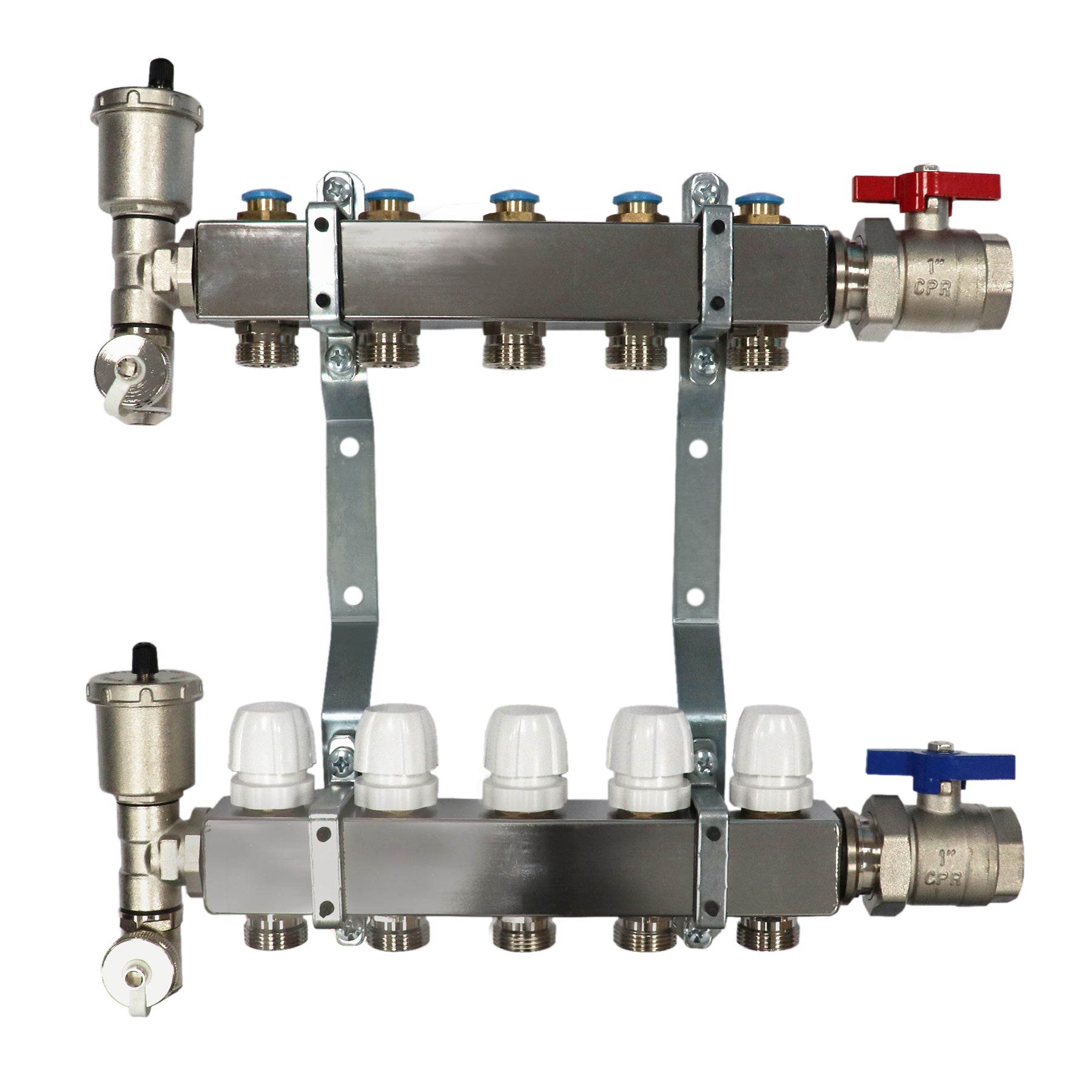 Stainless Steel Wall Hung Radiator Manifold 2-11 Port with Brackets