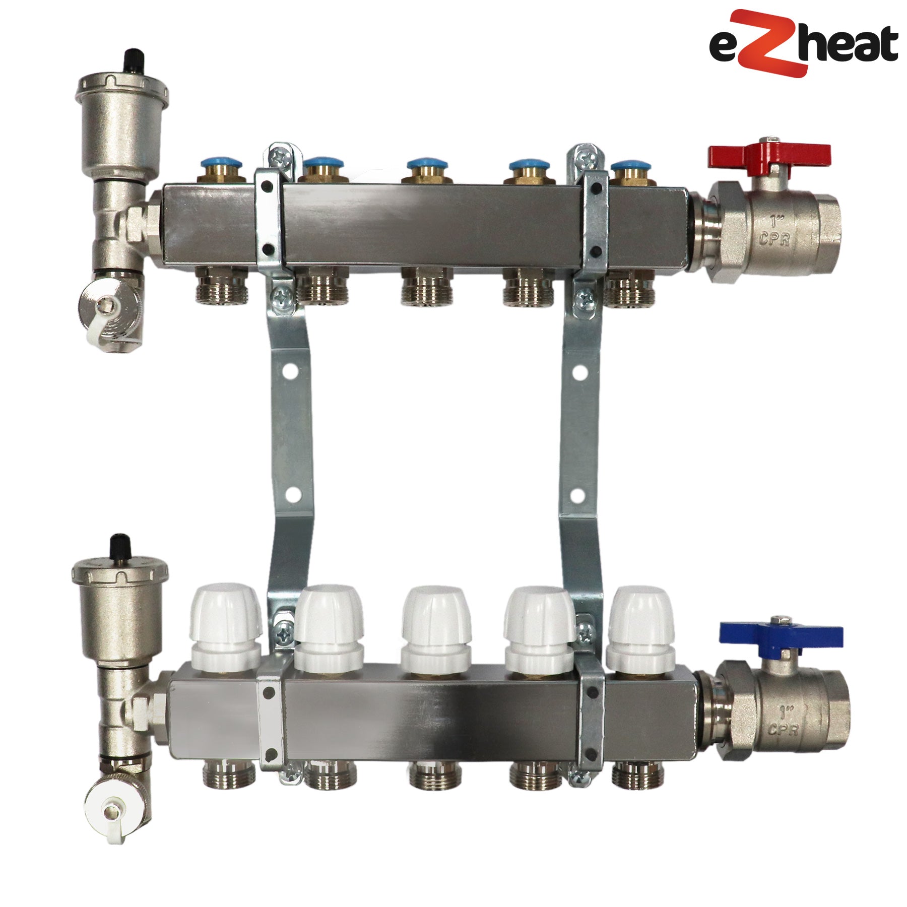 Stainless Steel Wall Hung Radiator Manifold 2-11 Port with Brackets