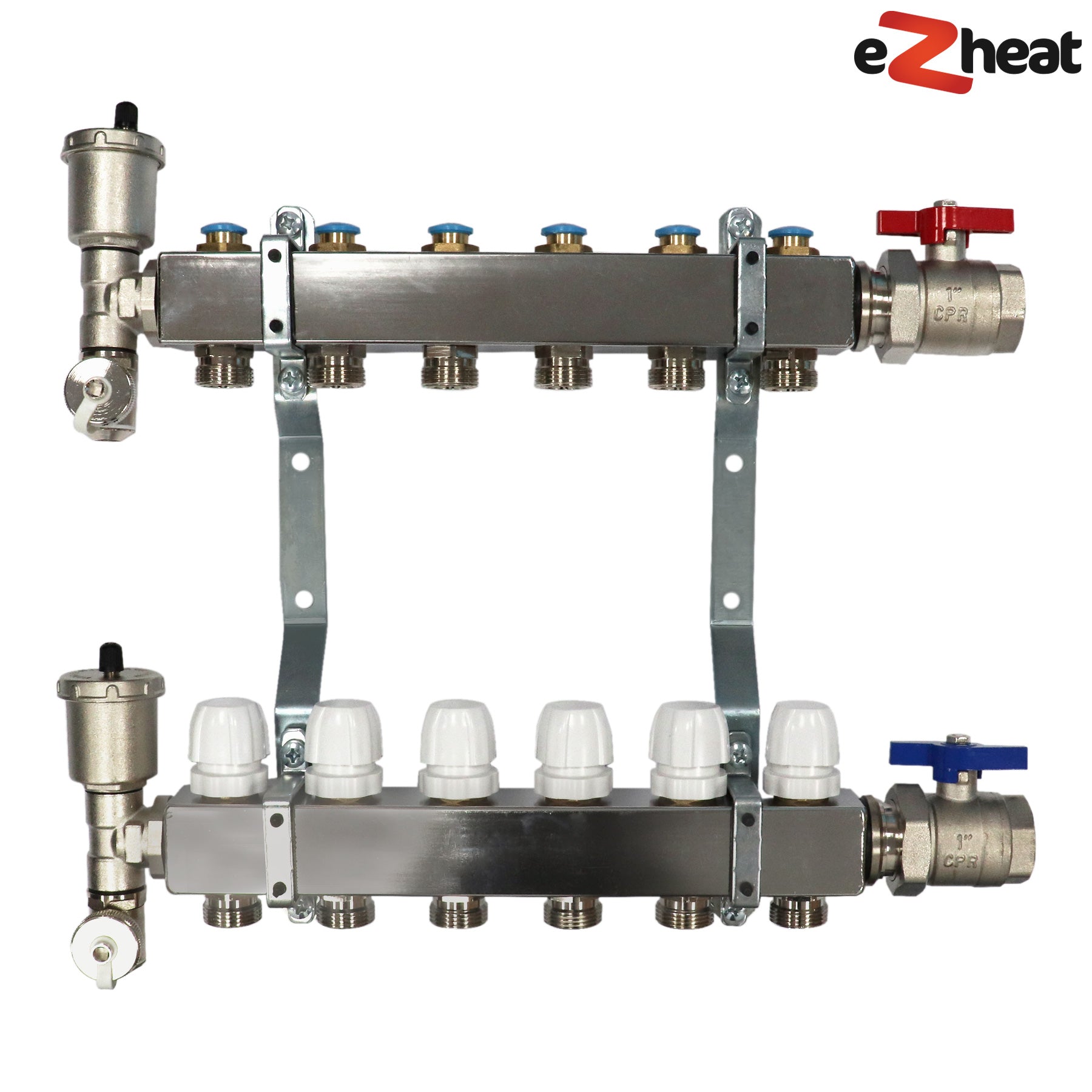 Stainless Steel Wall Hung Radiator Manifold 2-11 Port with Brackets