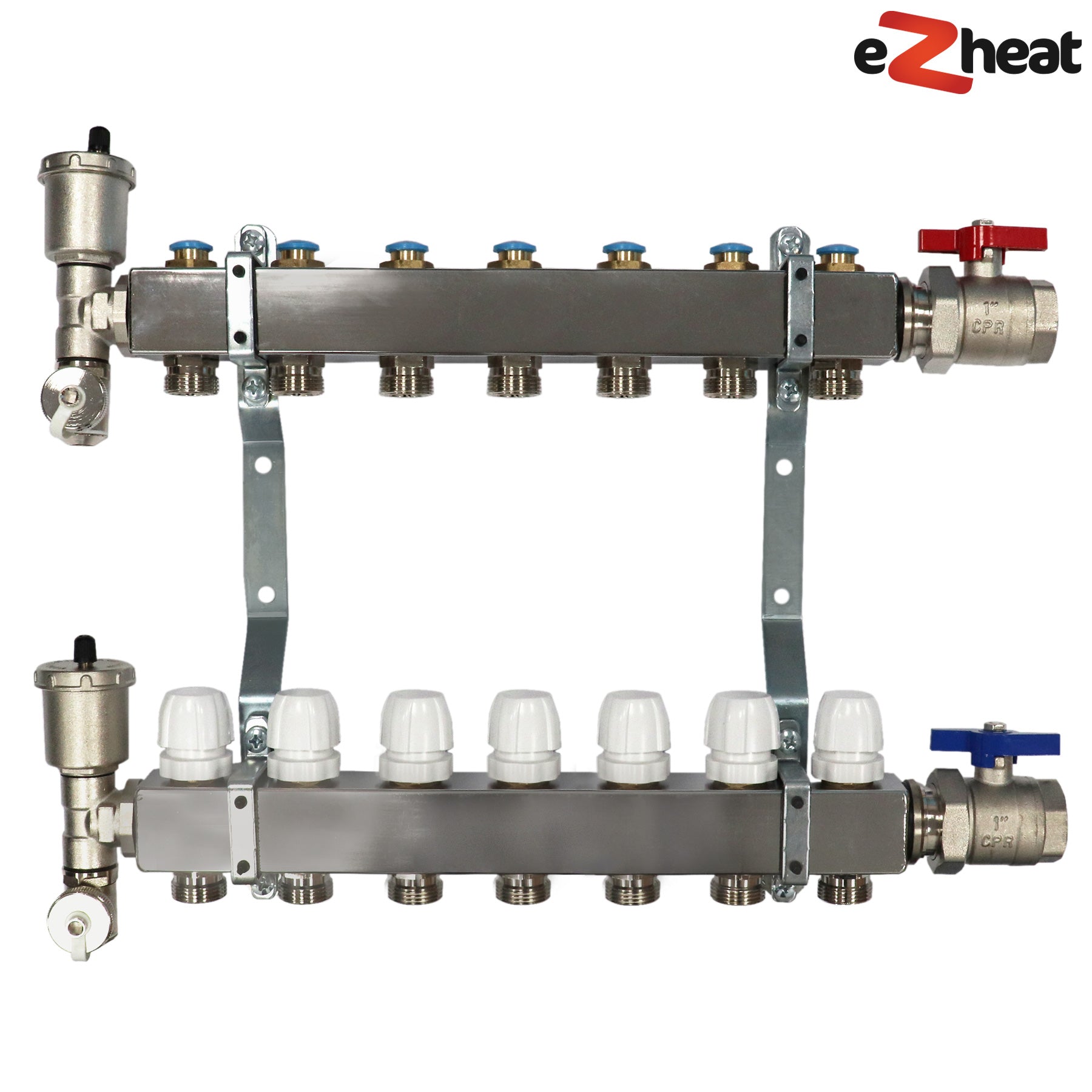 Stainless Steel Wall Hung Radiator Manifold 2-11 Port with Brackets