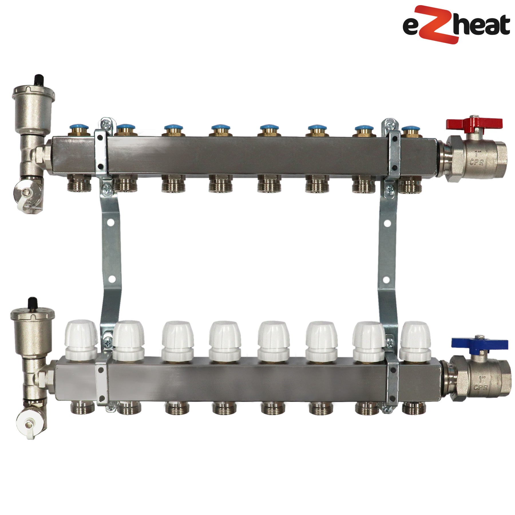 Stainless Steel Wall Hung Radiator Manifold 2-11 Port with Brackets