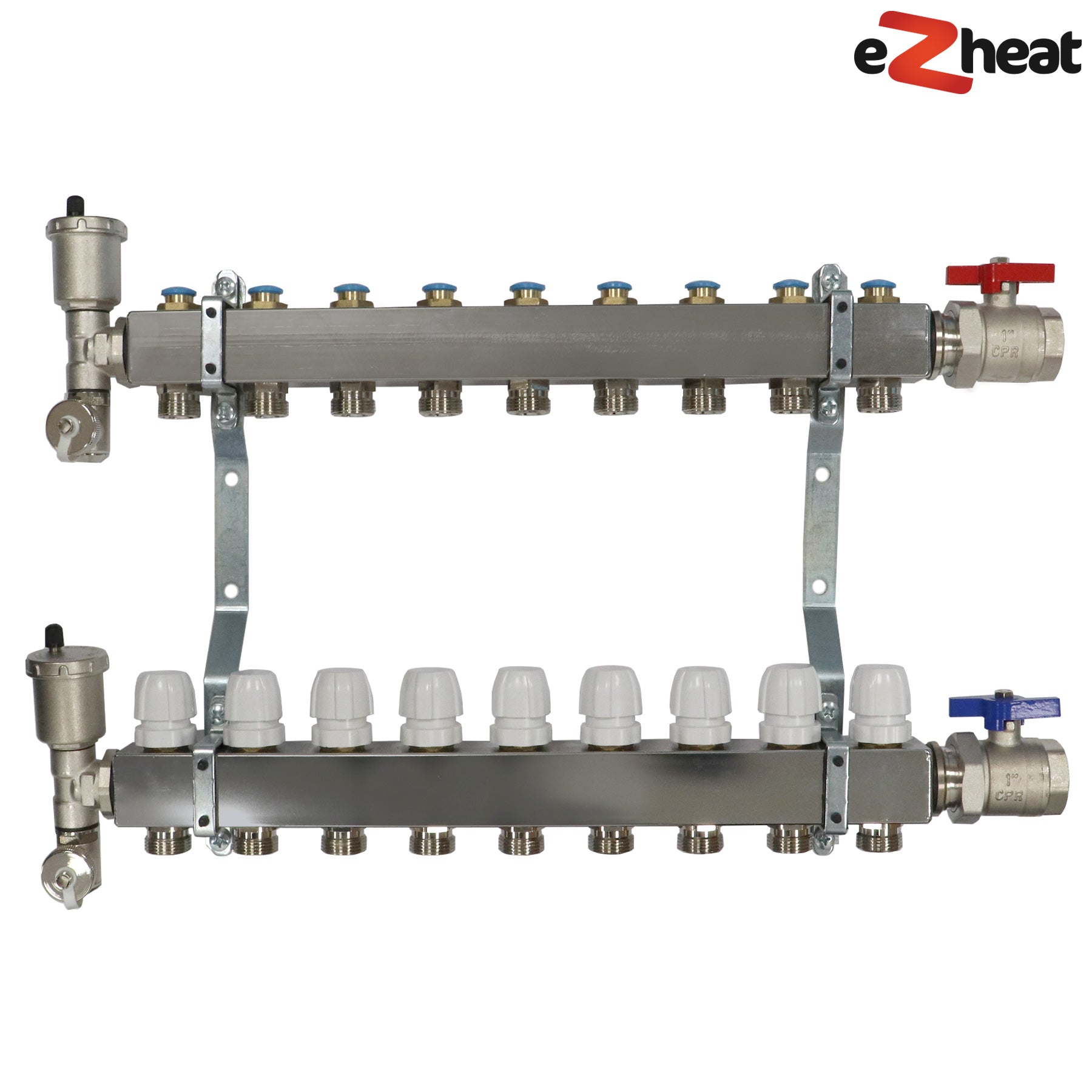 Stainless Steel Wall Hung Radiator Manifold 2-11 Port with Brackets
