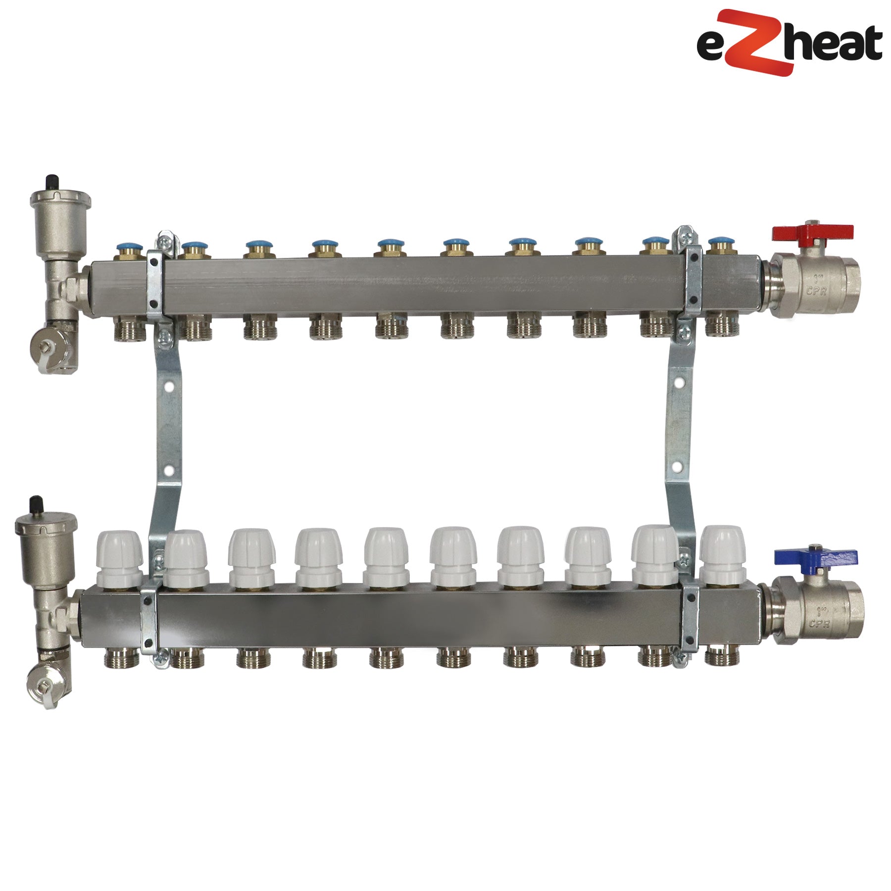 Stainless Steel Wall Hung Radiator Manifold 2-11 Port with Brackets