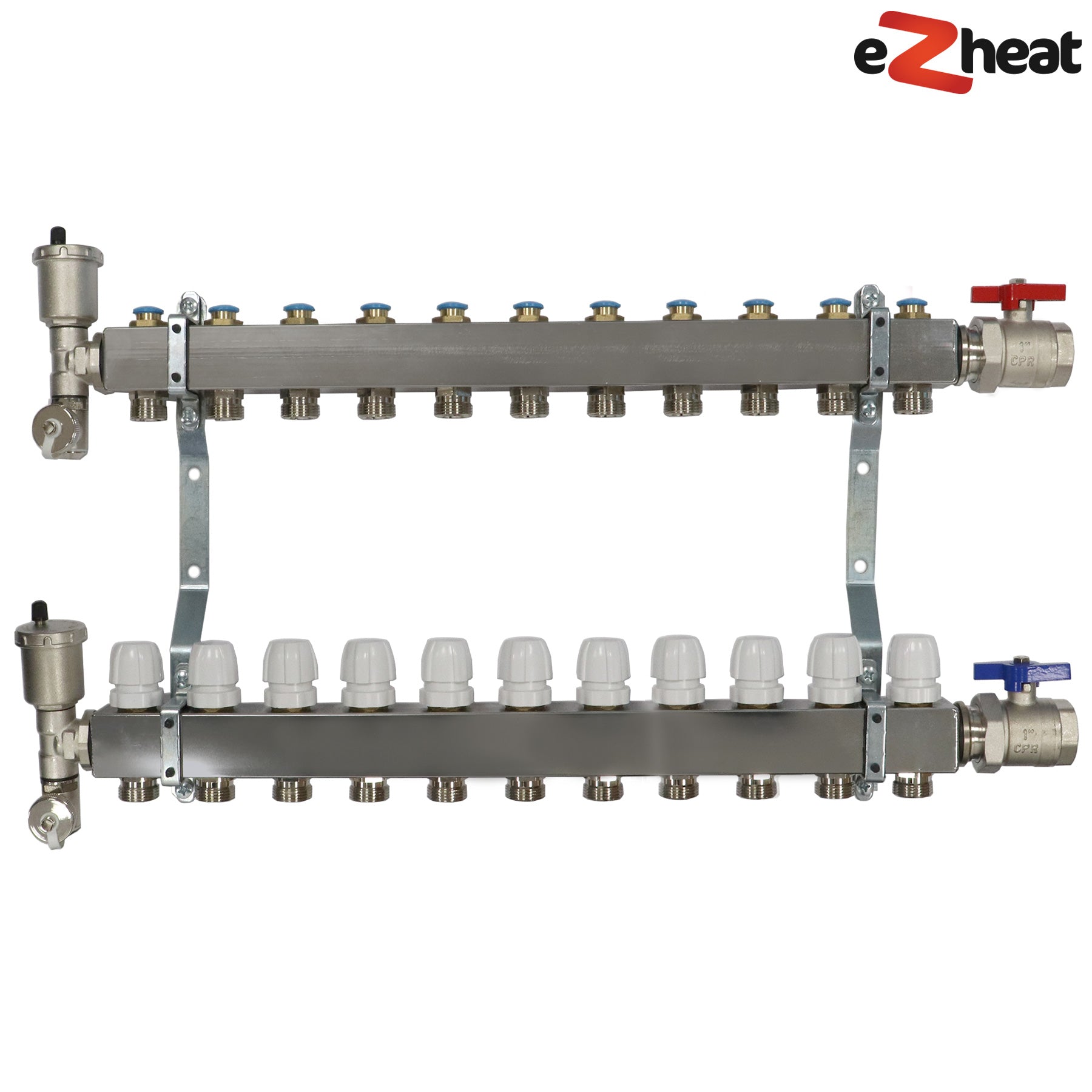 Stainless Steel Wall Hung Radiator Manifold 2-11 Port with Brackets