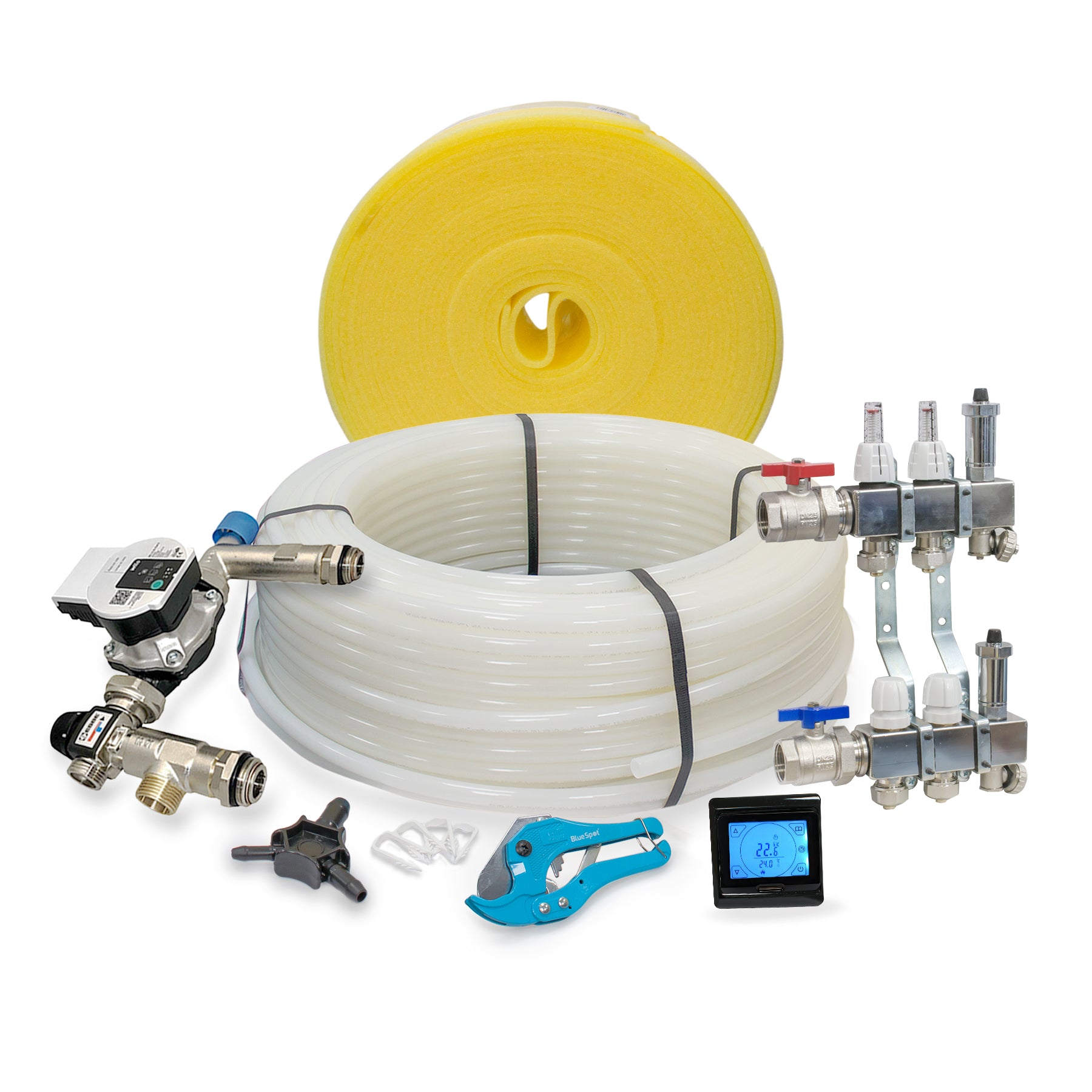 20m2 Warm Water Underfloor Heating Kit – Complete Packs with Pipe, Clips, etc