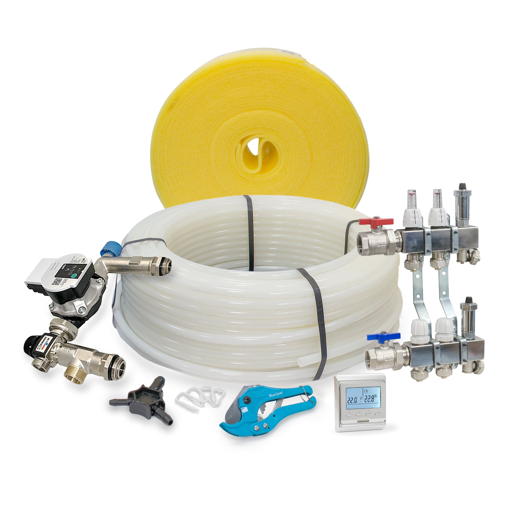 40m2 Warm Water Underfloor Heating Kit – Complete Packs with Pipe, Clips, etc