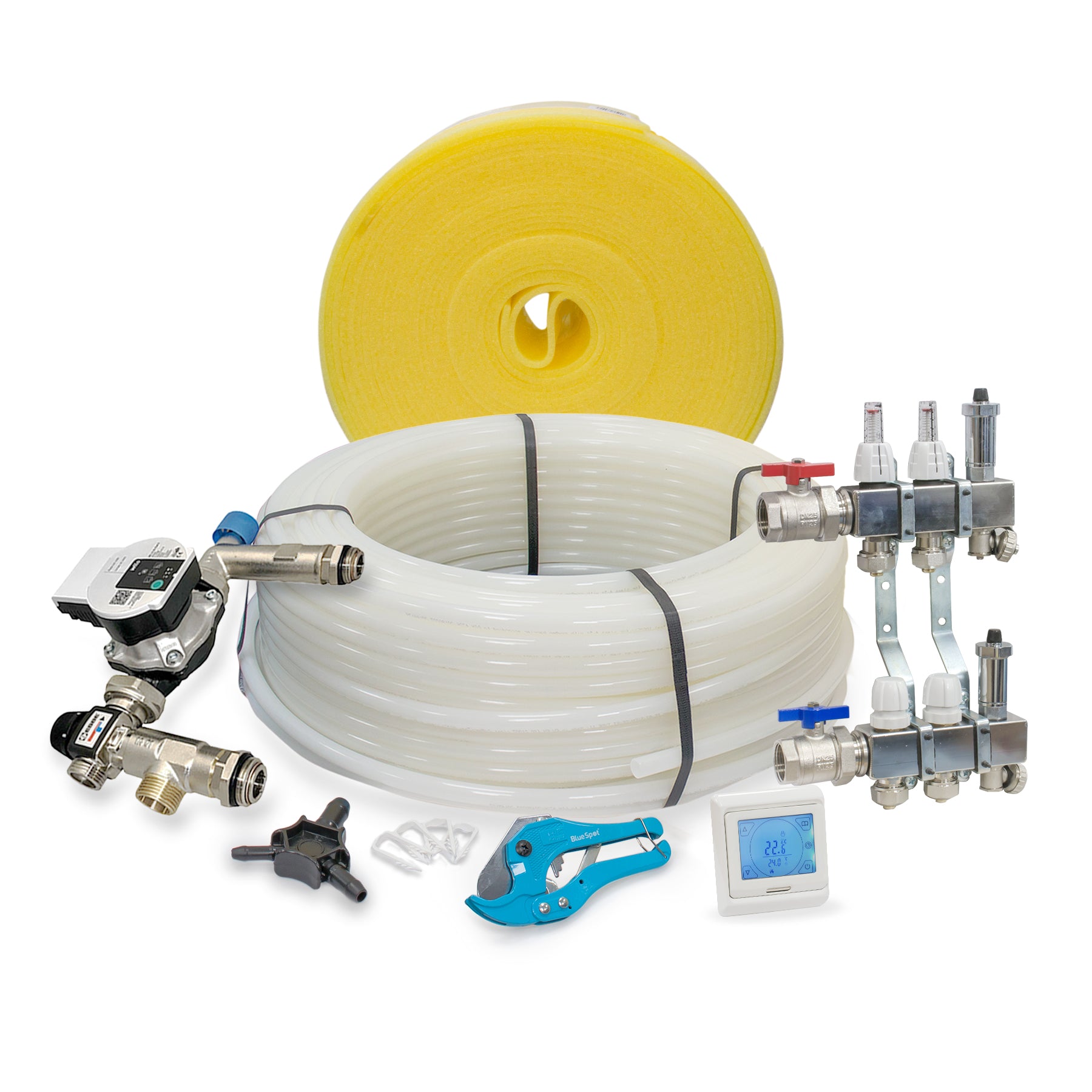 40m2 Warm Water Underfloor Heating Kit – Complete Packs with Pipe, Clips, etc