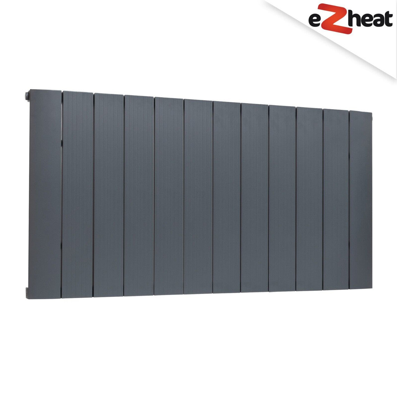 Radiator Anthracite Aluminium Single Horizontal 600 x 1135mm with Angled TRV Set