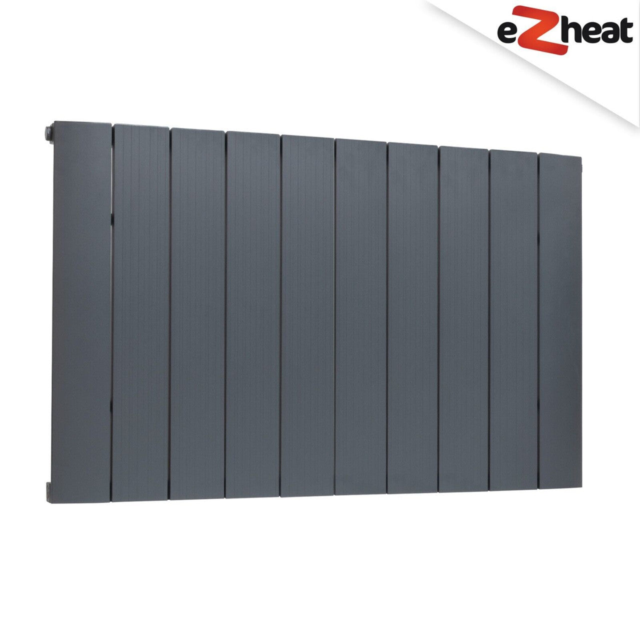 Radiator Anthracite Aluminium Single Horizontal 600 x 945mm with Angled TRV Set
