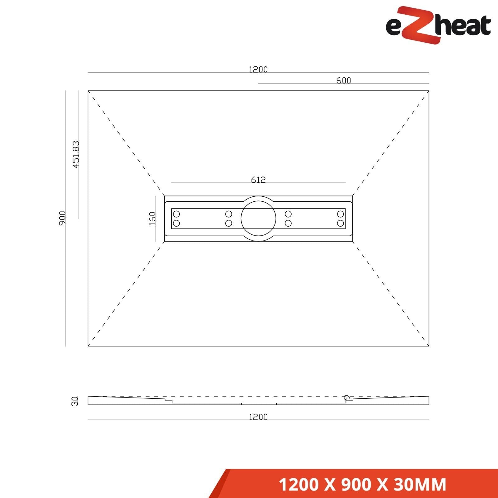 Wet Room Linear Shower Tray with Centre Drain Kit - Choice of Grate & Tray Size