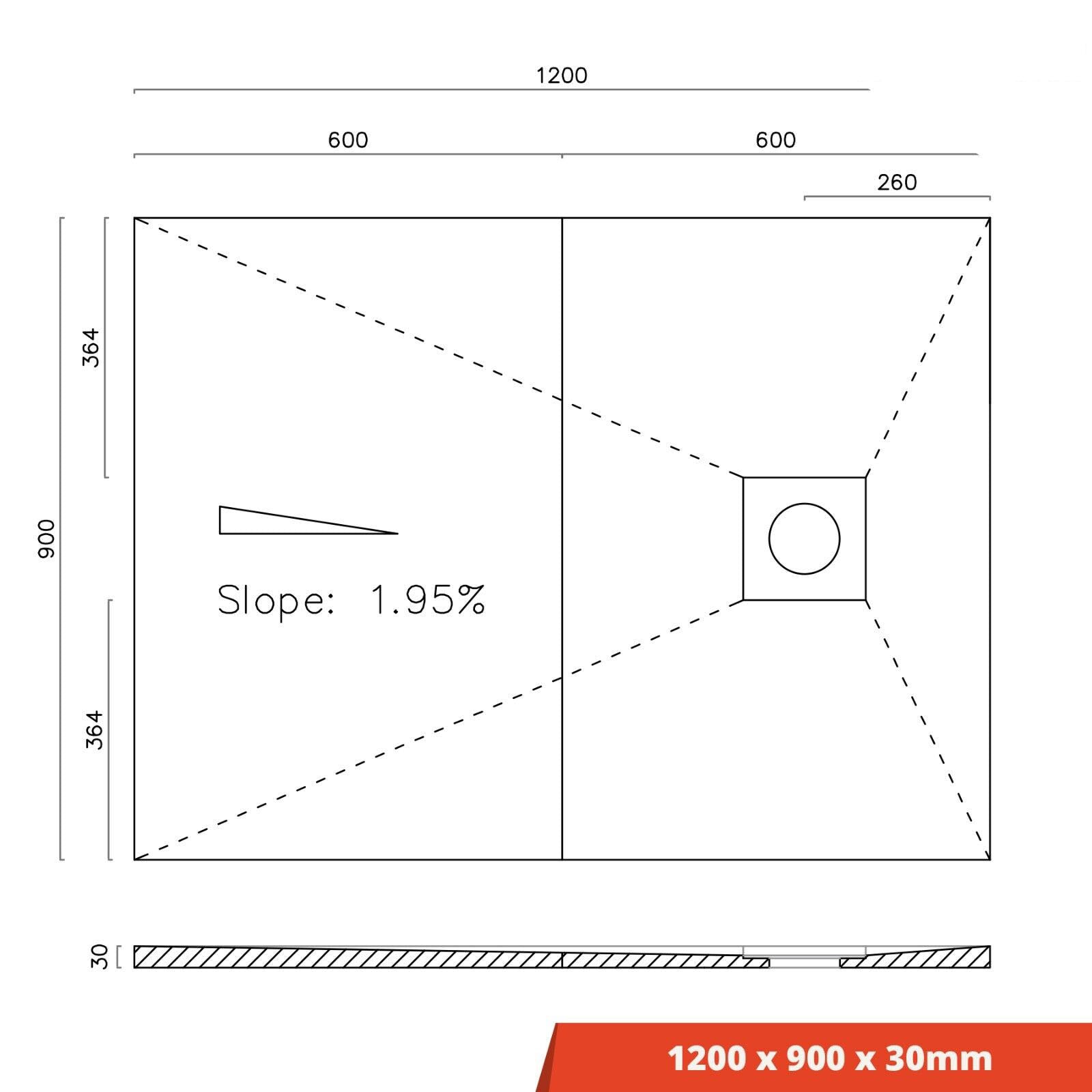 Wet Room Shower Tray Former Tile On Kit - Split Tray - Offset Drain Position