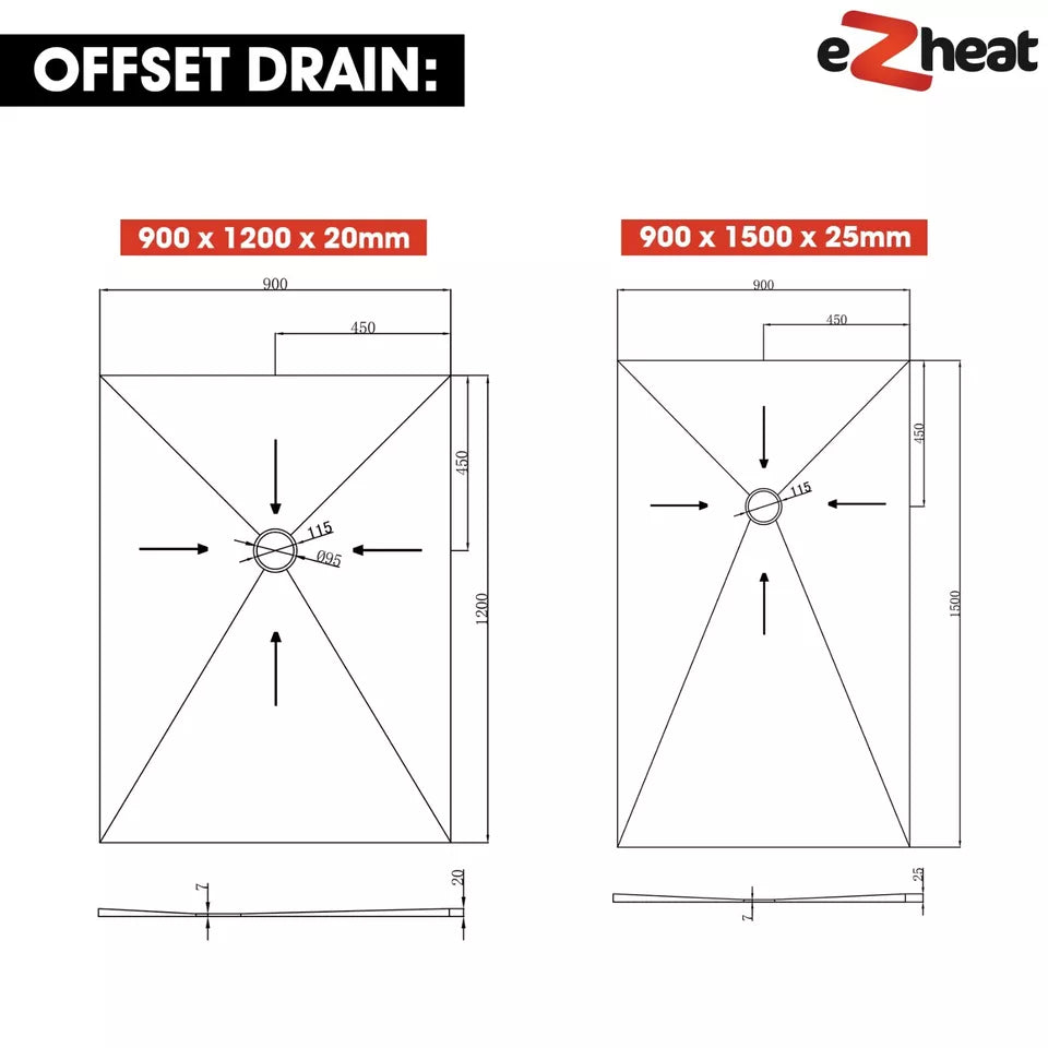 Square Drain Wetroom Shower Trays *CLEARANCE