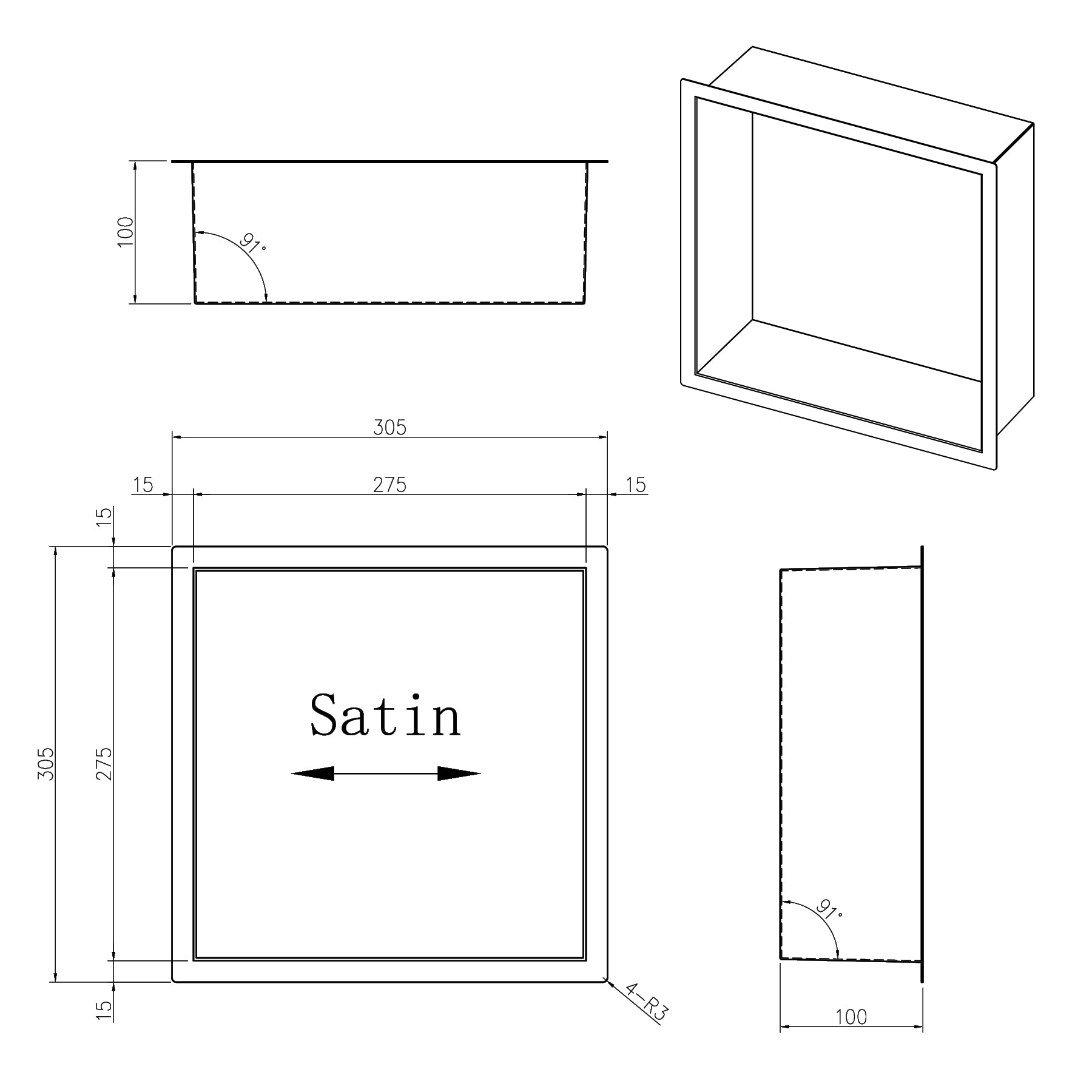 Matte White Stainless Steel Shower Niches - Optional LED Lighting