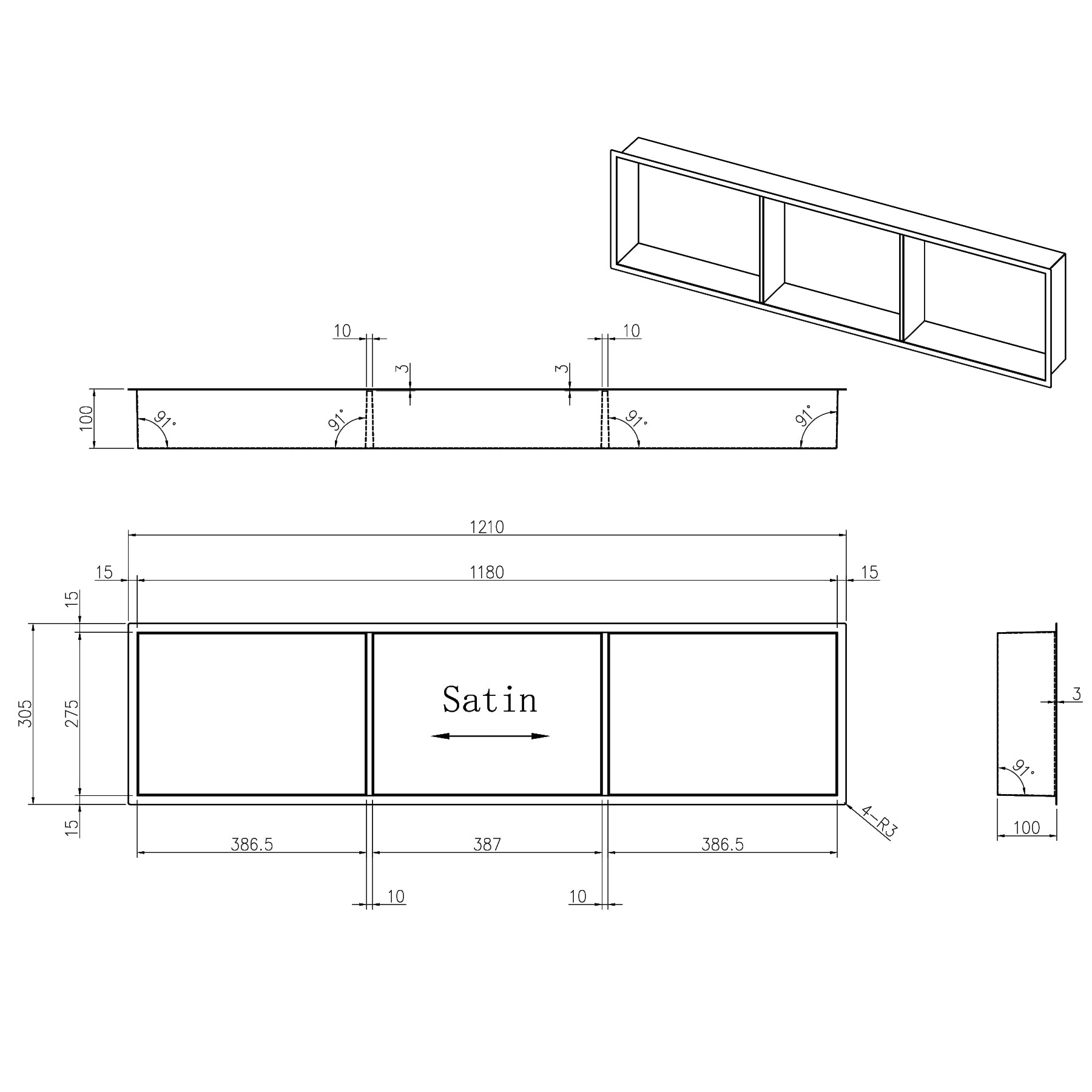 Matte Black Stainless Steel Shower Niches - Optional LED Lighting