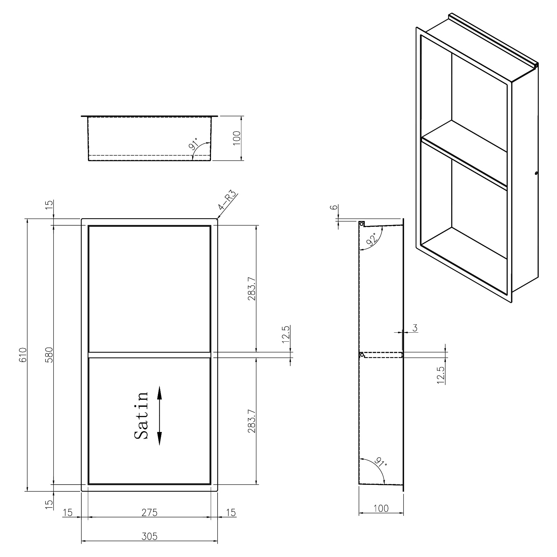 Rose Gold Stainless Steel Shower Niches - Optional LED Lighting
