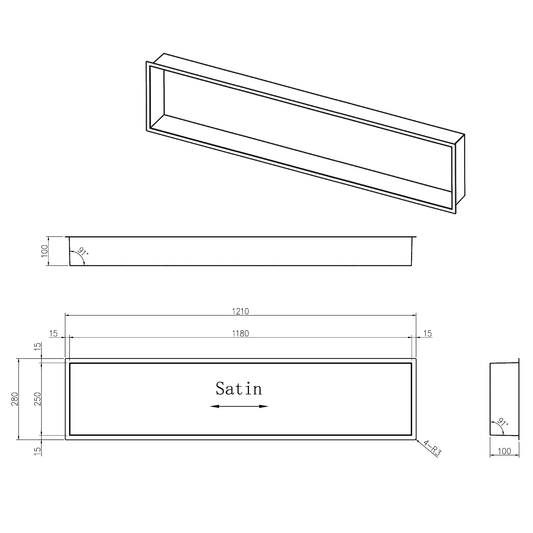 Gunmetal Black Stainless Steel Shower Niches - Optional LED Lighting