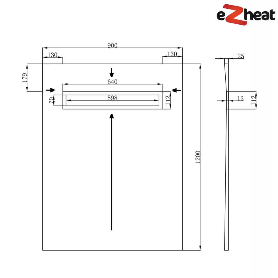 Linear Wetroom Shower Tray with Choice of Grate - Black