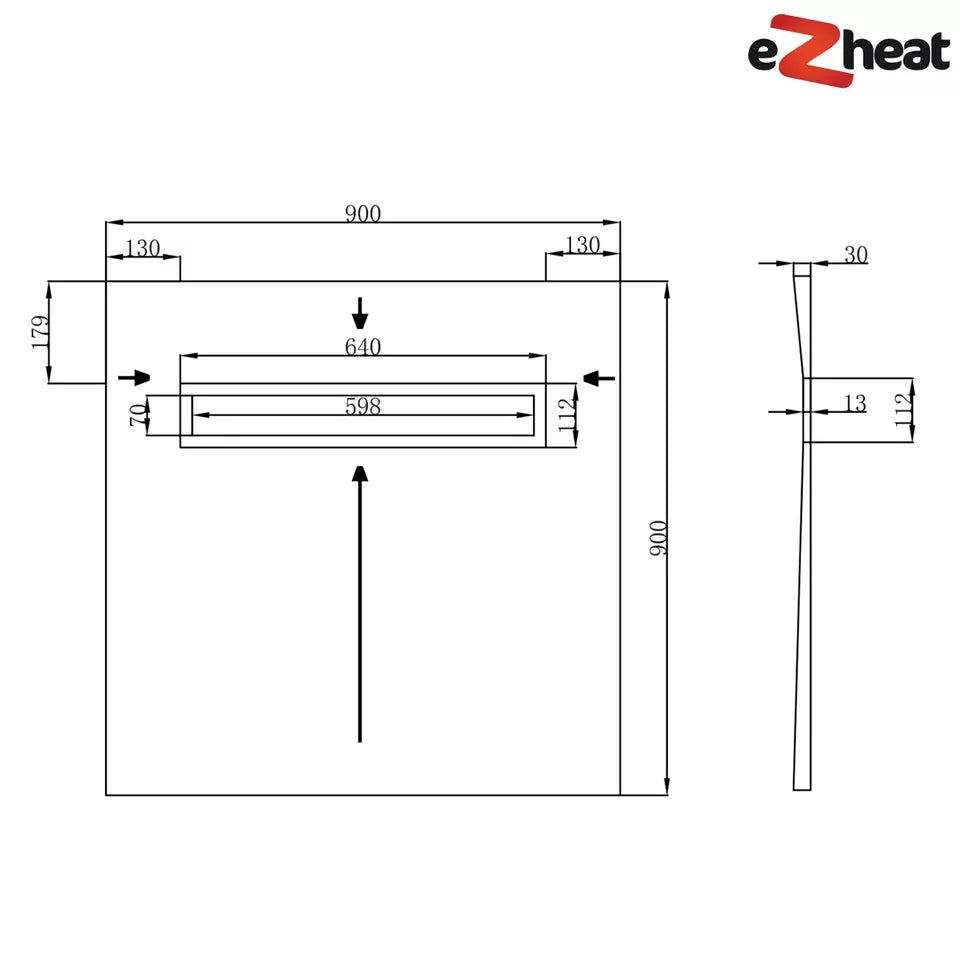 Linear Wetroom Shower Tray with Choice of Grate - Black