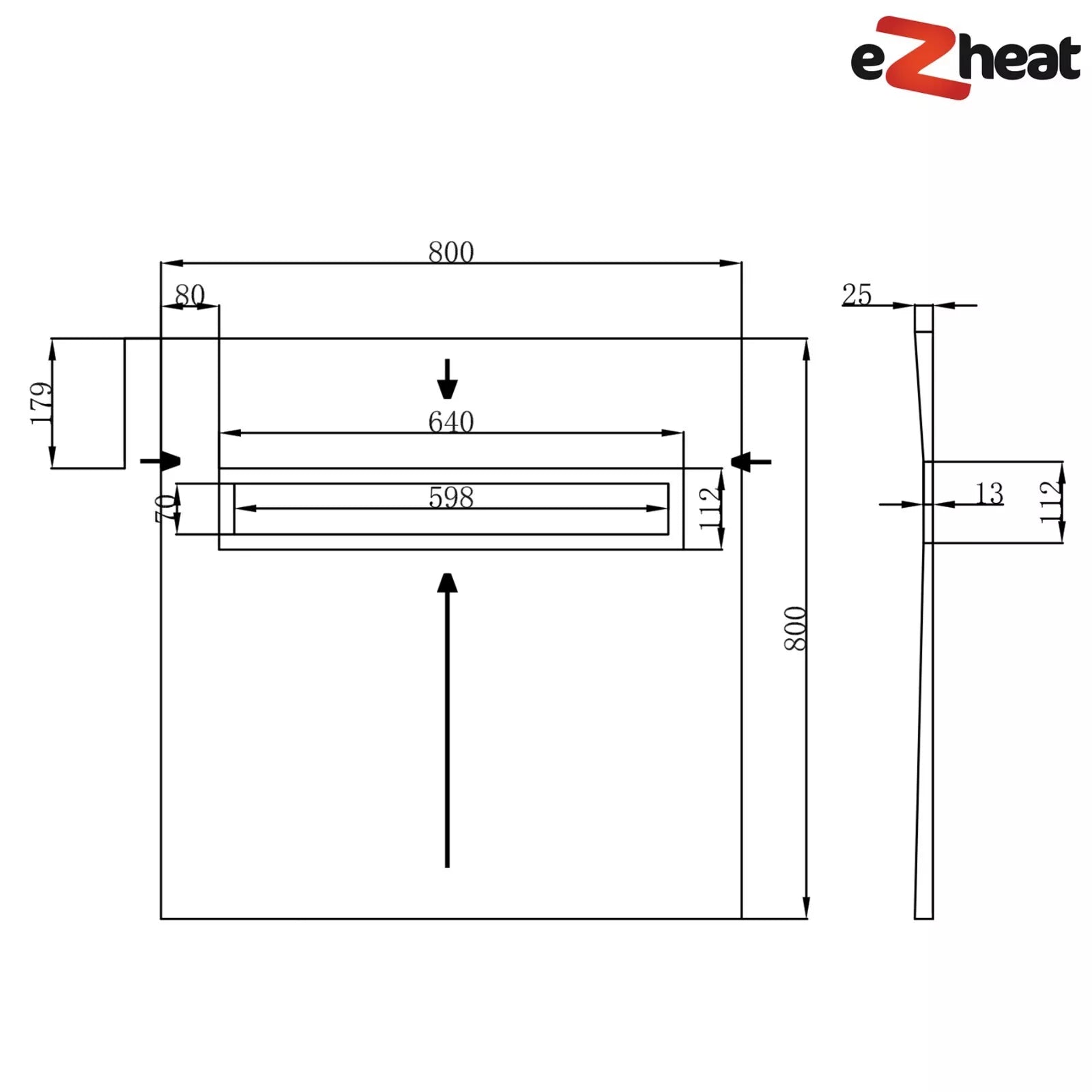 Linear Wetroom Shower Tray with Choice of Grate - Black