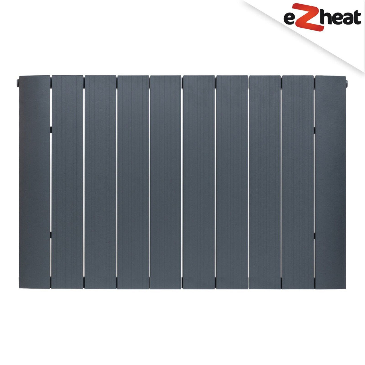 Radiator Anthracite Aluminium Single Horizontal 600 x 755mm with Angled TRV Set