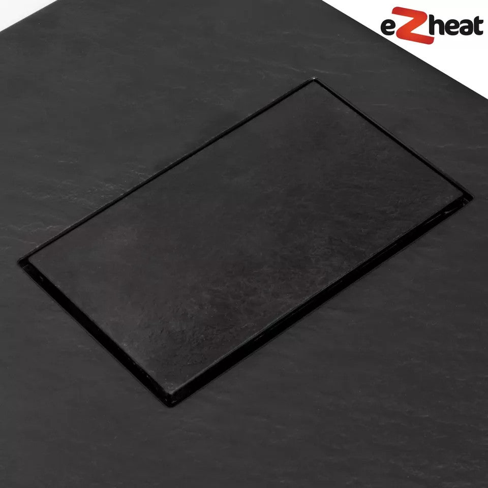 SMC Black Shower Trays Slate Stone Effect Square Rectangle Base Non Slip Surface