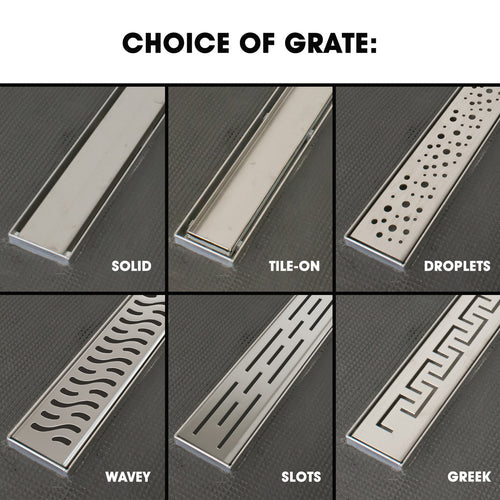 1000 x 1000 x 30mm Linear Wetroom Shower Tray Kit with Drain & Choice of Grate