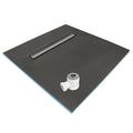 1000 x 1000 x 20mm Linear Wet Room Shower Trays Kit with Drain & Choice of Grate