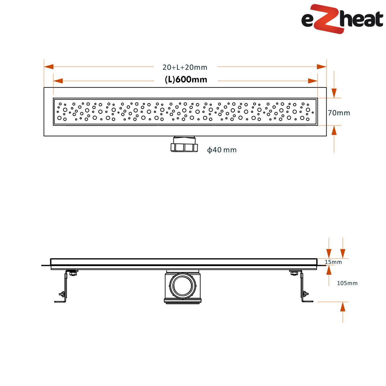 1500 x 900 x 30mm Linear Wetroom Shower Tray Kit with Drain & Choice of Grate