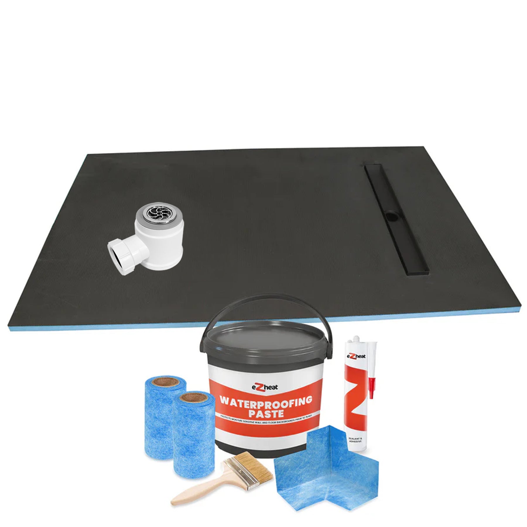 1200 x 900 x 20mm Linear Wet Room Shower Trays Kit with Drain & Choice of Grate