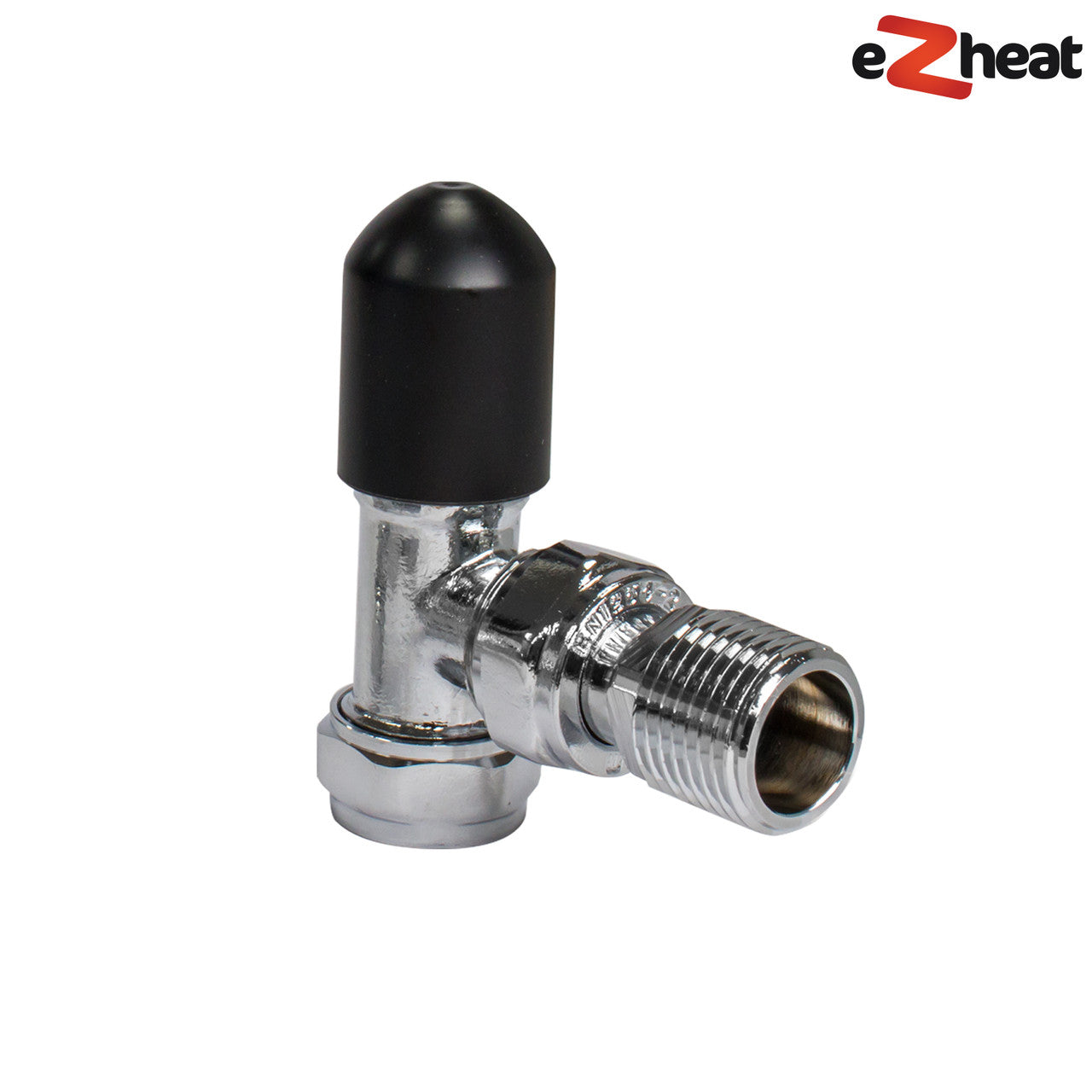 Thermostatic TRV Angled Radiator Valves 1/2" x 15mm Lockshield Pack (Black Chrome)