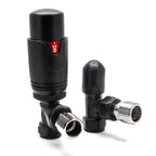 THERMOSTATIC TRV ANGLED RADIATOR VALVES 1/2" X 15MM LOCKSHIELD PACK (MATT BLACK) (ATRVK10B)
