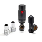 THERMOSTATIC TRV ANGLED RADIATOR VALVES 1/2" X 15MM LOCKSHIELD PACK (MATT BLACK) (ATRVK10B)