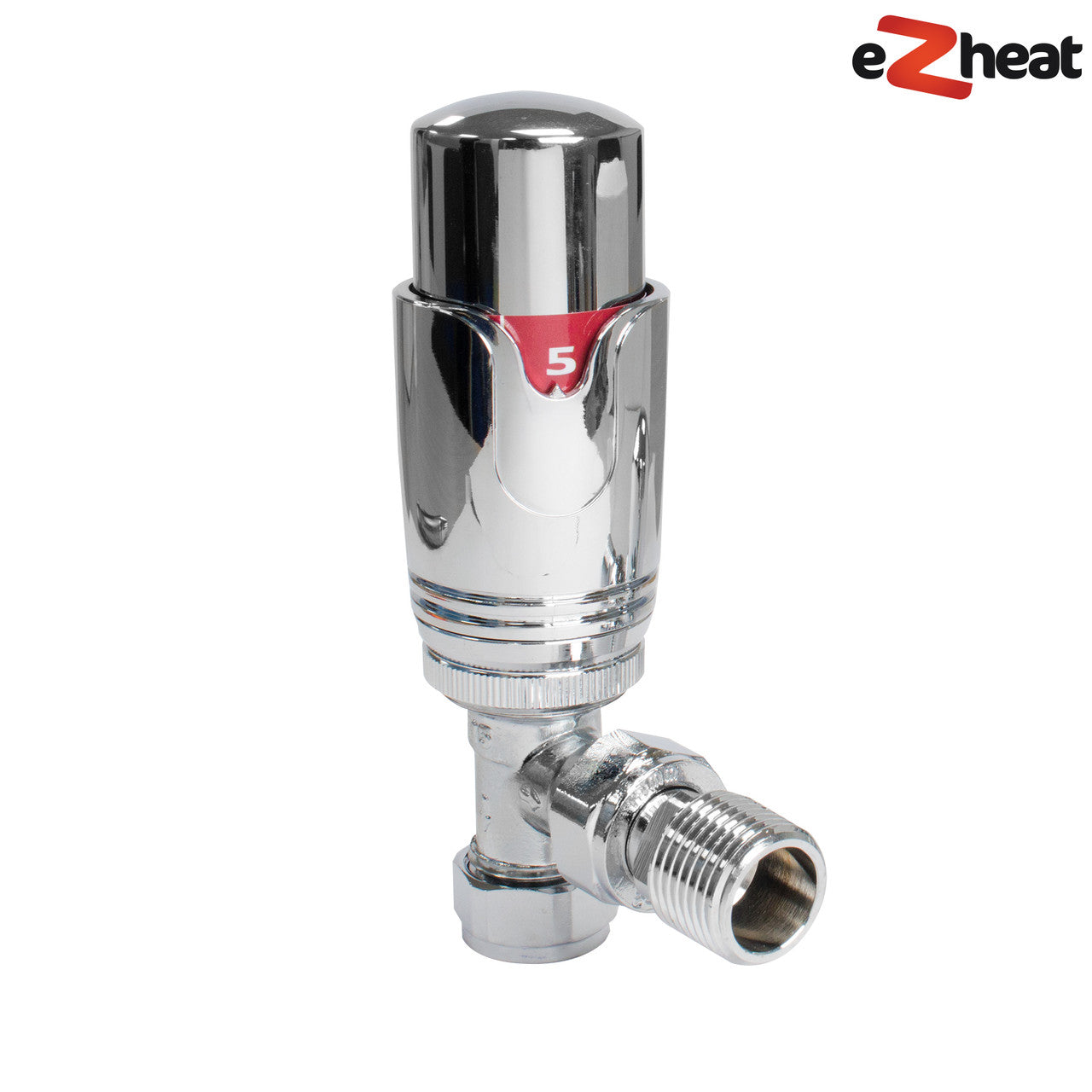 Thermostatic TRV Angled Radiator Valves 1/2" x 15mm Lockshield Pack (Chrome)