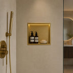 Brushed Brass Stainless Steel Shower Niche with LED Light Colour Option