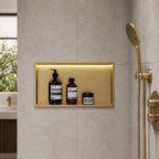 Brushed Brass Stainless Steel Shower Niche with LED Light Colour Option