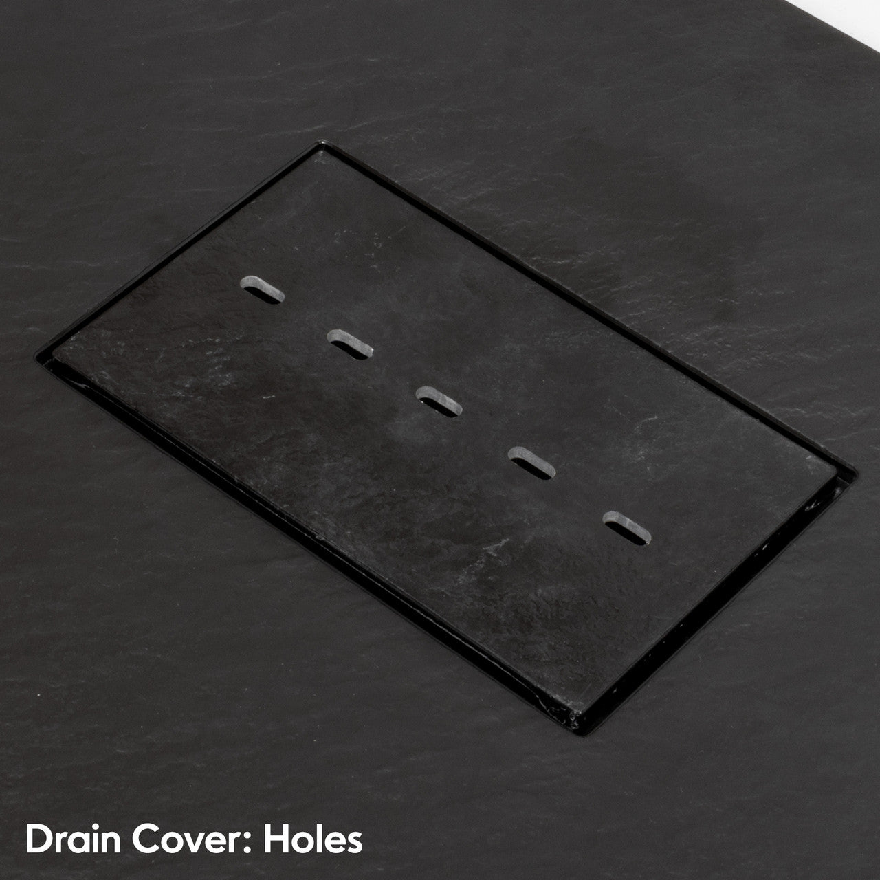 SMC Black Shower Trays Slate Stone Effect Holes Square Rectangle Base Non Slip