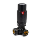  THERMOSTATIC TRV CORNER RADIATOR VALVES 1/2" X 15MM LOCKSHIELD PACK (MATTE BLACK))