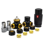  THERMOSTATIC TRV CORNER RADIATOR VALVES 1/2" X 15MM LOCKSHIELD PACK (MATTE BLACK))