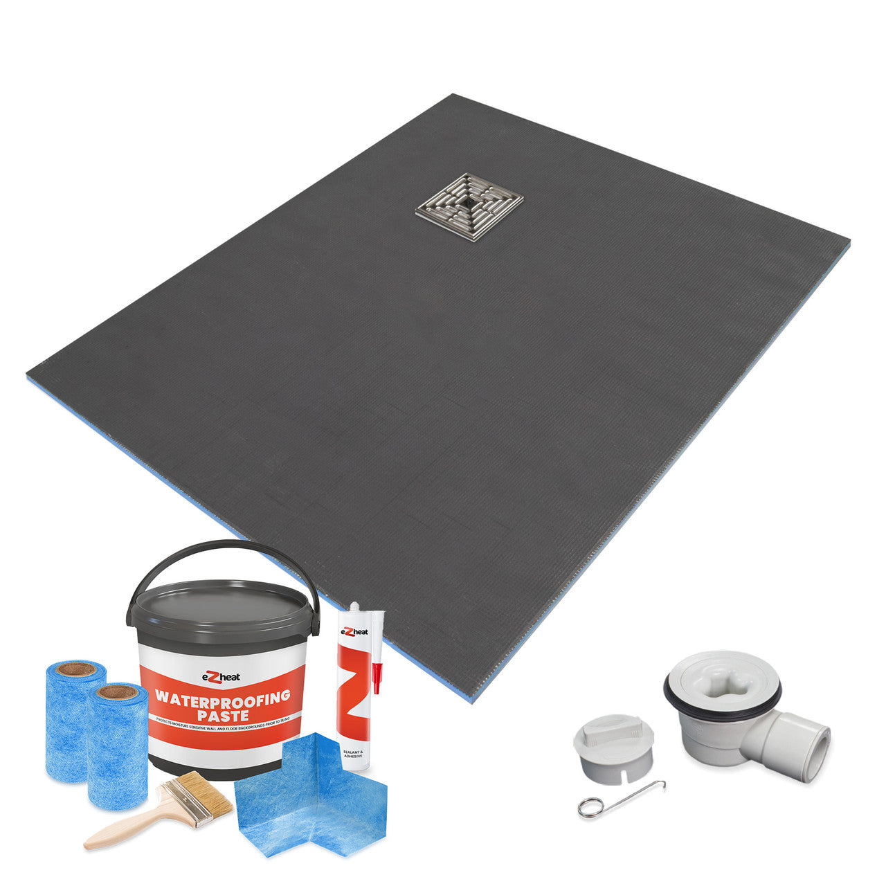 Wet room Kit Wetroom Rectangular Walk in Shower Tray Base with Right Side Drain