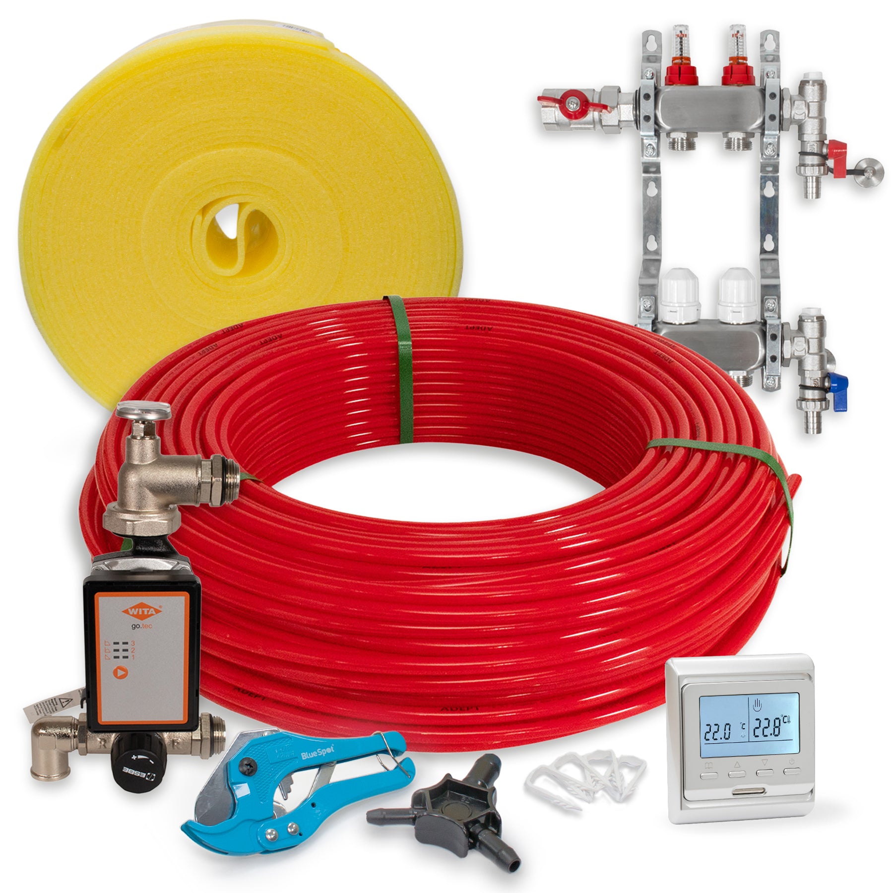 60m2 Warm Water Underfloor Heating Kit – Complete Packs with Pipe, Clips, etc