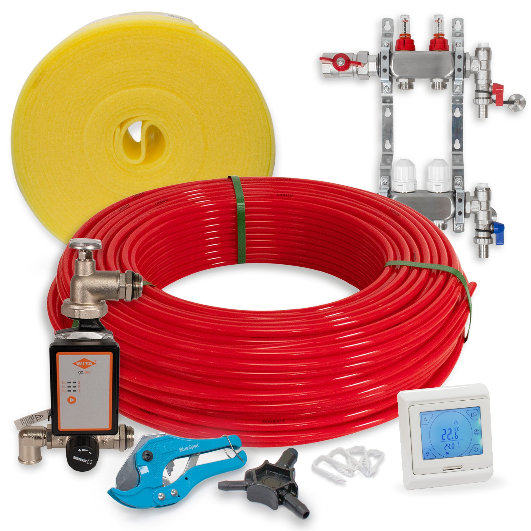 60m2 Warm Water Underfloor Heating Kit – Complete Packs with Pipe, Clips, etc