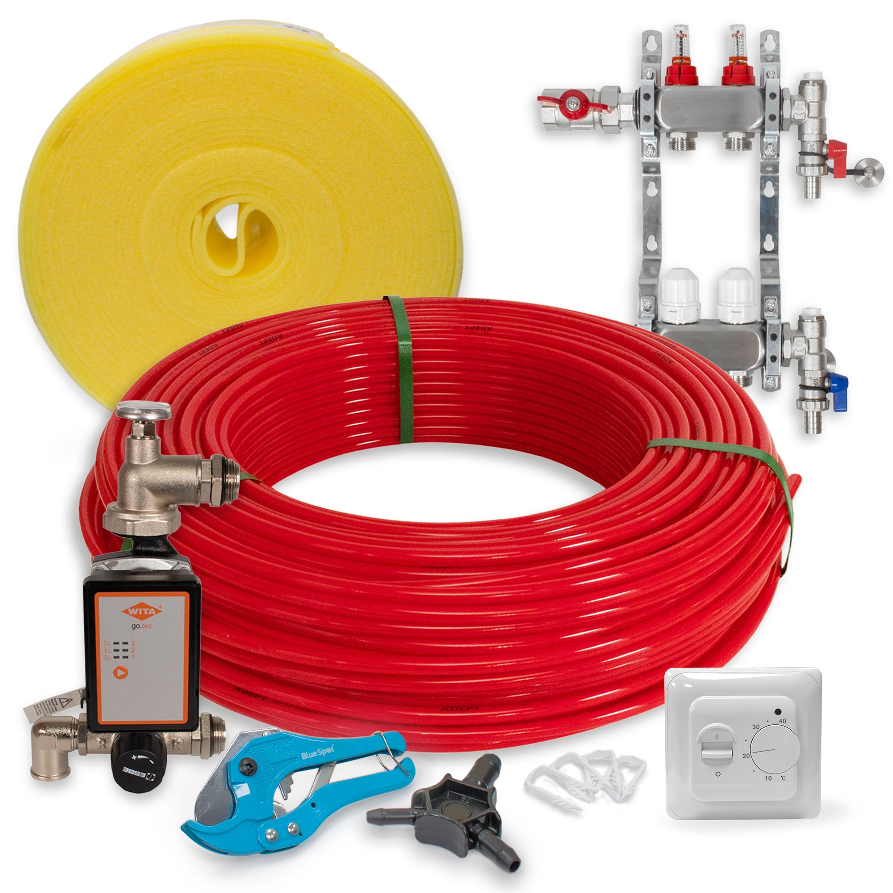 60m2 Warm Water Underfloor Heating Kit – Complete Packs with Pipe, Clips, etc