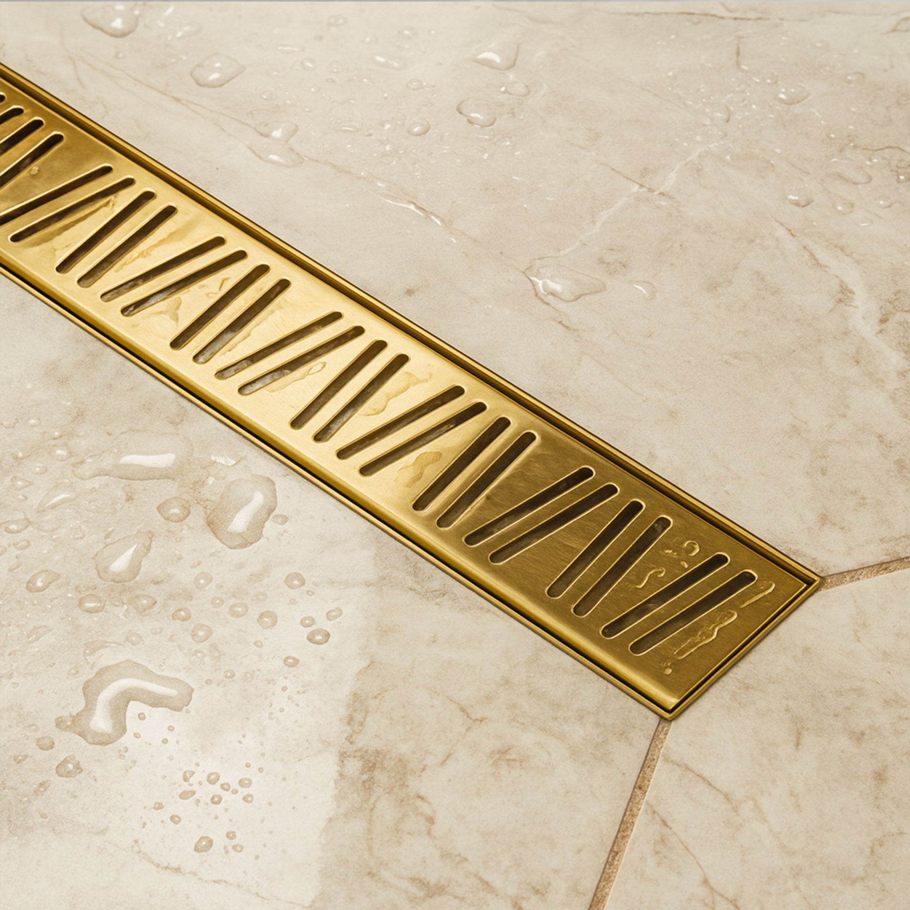 Shower Tray with Linear Drain - Centre Drain Position - Gold