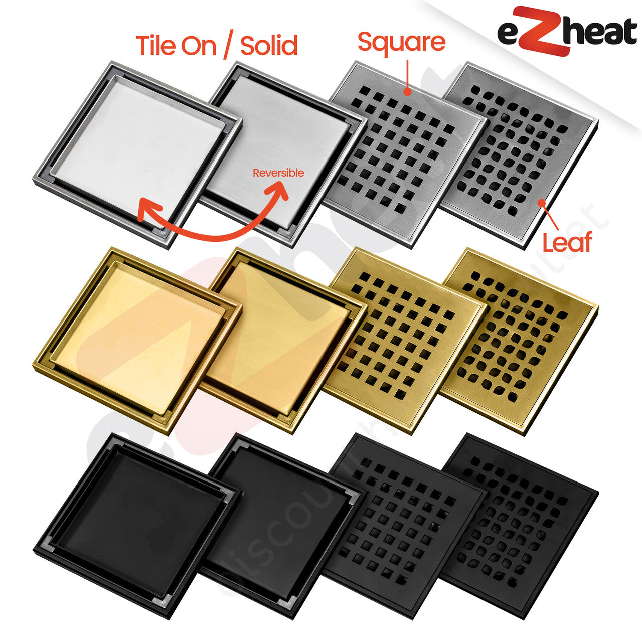 Square Drain Coloured Grate Options for Square Drain Shower Trays
