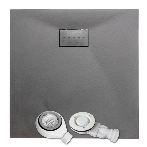 Grey SMC Shower Trays with Solid Holes Drain Cover