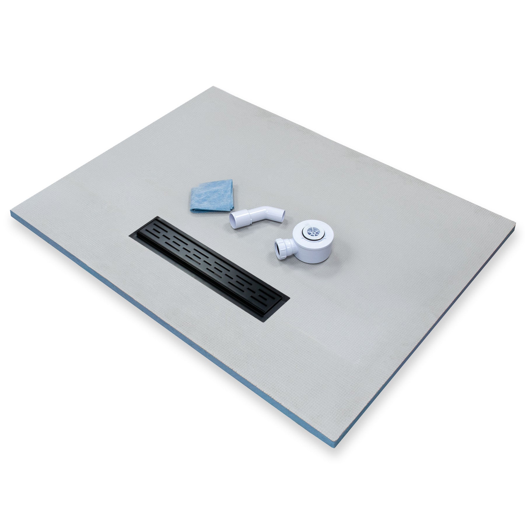 Shower Tray with Linear Drain - Longside Drain Position - Black